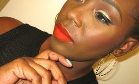 Hollywood Glam dramatic  wing eye + Matte red lips