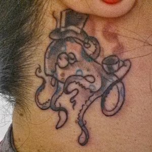 My daughter and I got matching tattoos, yesterday...took us awhile to agree on something, but we finally decided upon this octopus behind the ear.