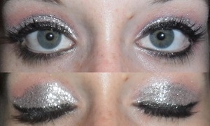Silver glitter with simple black eyeliner