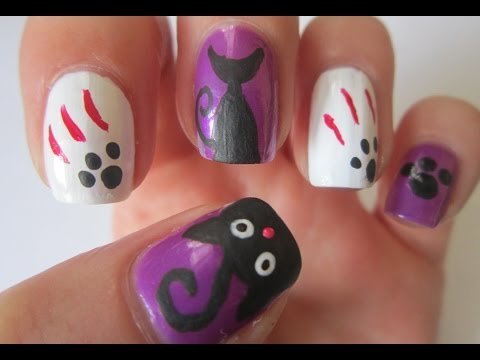 Halloween Nail Art Designs - Black Cats Nails Tutorial | IHeartNailArt ...