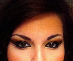 Smokey brown, burgundy, orange/gold eyes. 