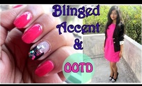Blinged Accent Nail And OOTD