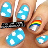 Rainbow and Clouds Nail Art