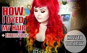 How I Dyed My Hair Extensions Red Orange and Yellow | Fire Hair