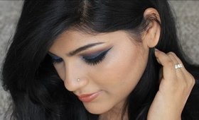 Blue Glittery Eyemakeup For Eid