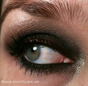 Shadows: Black Market, Nevermind, Echo Beach, Anonymous & Armor from UD Vice palette. MUFE Aqua liner in Diamond Burgundy. 