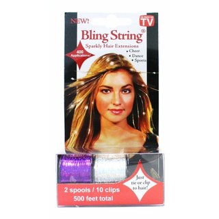 Bling String 500' Hair Tinsel with Clips - Hologram Silver/Purple