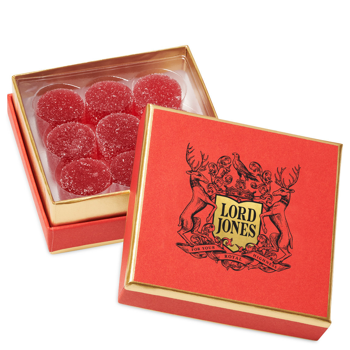 Lord Jones Old Fashioned Hemp-Derived CBD Gumdrops Wild Strawberry alternative view 1 - product swatch.