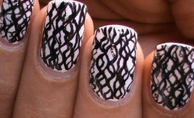 Black And White Nail Art designs-Waves of Nails Polish Cute Simple & Easy (Long & Short Nails)