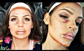 Plastic Surgery GLAM GONE WRONG |Drugstore Halloween Makeup Tutorial Collab with Kristina Provenzano