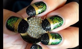 Black Glitter Tips Nail Art Design ~ DIY Nails Stickers with Scotch Tape