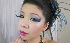 Halloween Makeup & Hair Tutorial: Color Me Peacock!