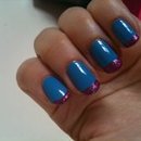 Blue with Pink Glitter Tips
