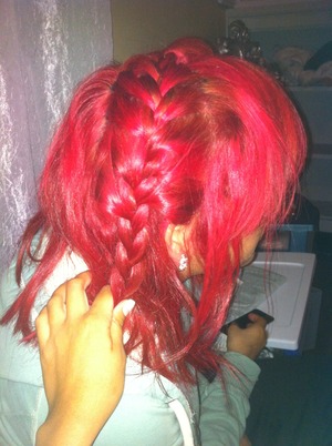 My sis hair I dyed it Red...! To much fun.. What y'all think??