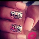 Pink and Silver Cheetah Print Nails