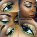 Gold Glitter with Lime Green Liquid Liner 