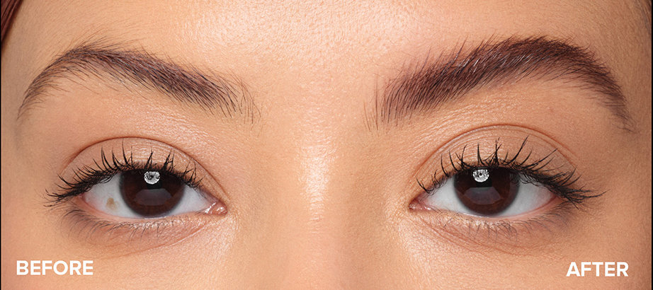 Anastasia Beverly Hills model before & after using the Volumizing Tinted Brow Gel