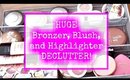 Huge Makeup Declutter | Bronzers, Blushes, and Highlighters | Pruging/ Declutter Series