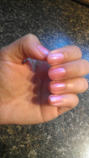 Light pink on my short natural nails