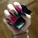 Black and fuchsia nail polish