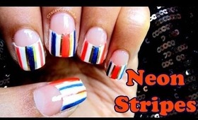 Half moon manicure and neon stripes | Tutorial (Banggood.com)