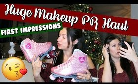HUGE MAKEUP PR HAUL + FIRST IMPRESSIONS | TOO FACED, URBAN DECAY, SMASHBOX + MORE | Vlogmas Day 16