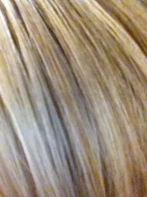 Highlights in dark blonde hair, done professionally. 