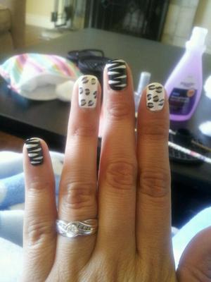 White with gold cheetah print and black with white tiger stripes