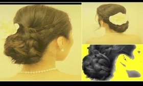 ★ HOW TO CHIGNON Low BRAIDED Sock BUN UPDO on Long Hair - Wedding HAIRSTYLES, Coiffure EASY Do!