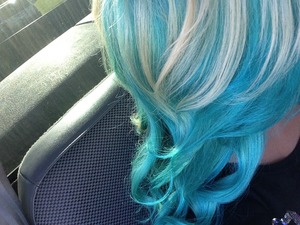 Bleached my hair then used n' rage twisted teal Demi-permanent dye. I love it!