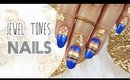 Design 11: Jewel Tones | Sapphire Blue & Gold Leaf Nails For NNAC ♡
