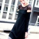 Panel Asymmetric Black Dress
