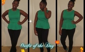 Oufit of the Day | Green top + Black bottoms + sandals