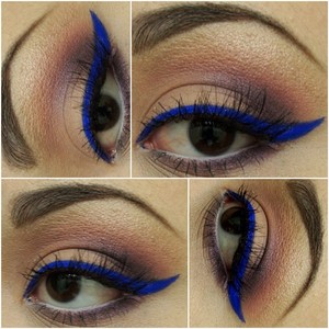 A look I did using eyeshadows from the Urban Decay Vice Palette. The vibrant blue liner is actually a loose eyeshadow from Glamour Doll Eyes called Mingles. I used Mehron Mixing Liquid to turn it into a liner.