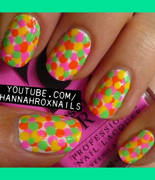 Neon Dotted Nails | Hannah L.'s (hannahroxit) Photo | Beautylish