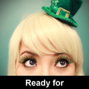 Green false lashes for St. Patrick's Day