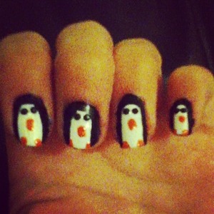 Penguin nail art
