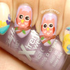 Cute Pink Owl Nail Art with Flowers 