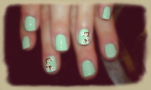 mint with cherry blossoms 