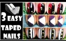 3 EASY TAPED NAILS | HOW TO STUD NAIL ART DESIGN TUTORIAL FOR SHORT NAILS IRON MAN BEGINNERS 2013
