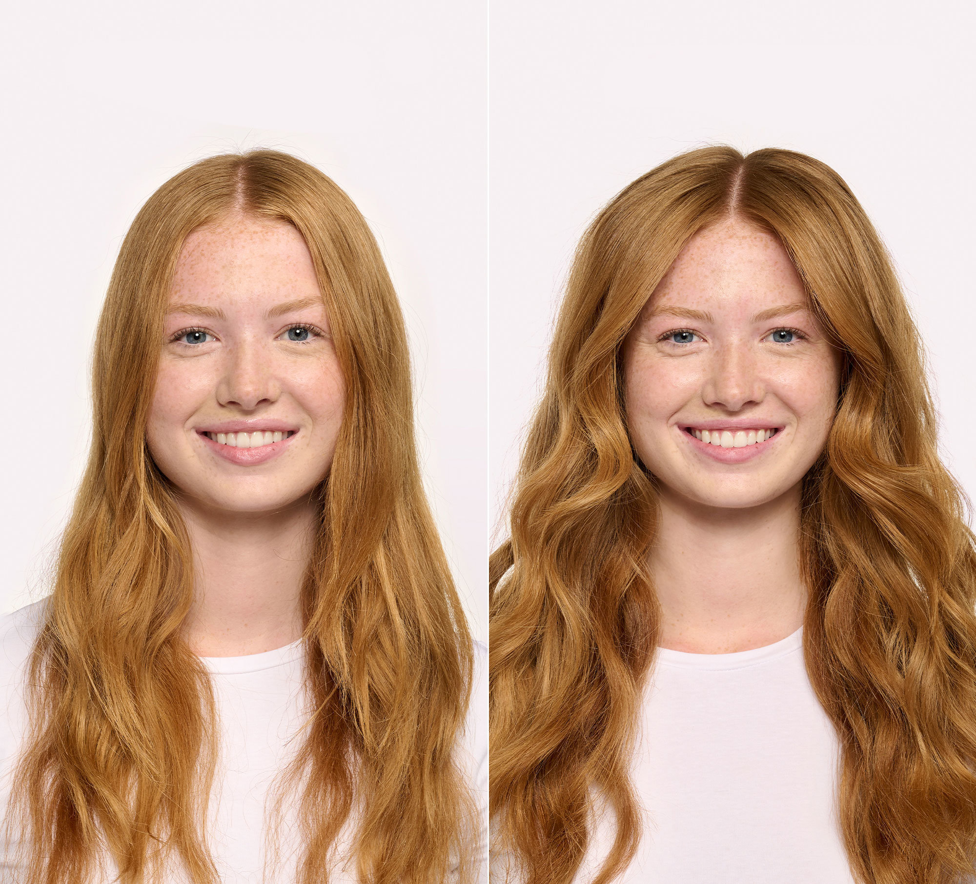 Verb model before and after using the Verb Volume Dry Texture Spray