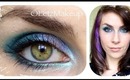 Bright Blue-Green with Purple Makeup Tutorial.