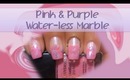 Pink and Purple Waterless Marble Nail Art Tutorial