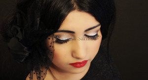  Classic vintage look makeup with Red Lips