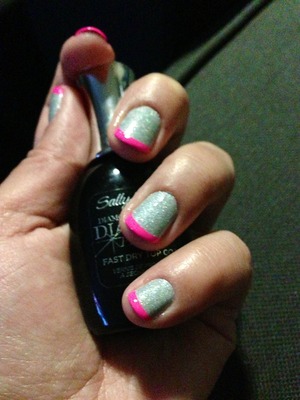 Neon pink with gray silver polish 