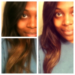 My first time hair coloring, came out great :-) 1b natural black to honey blonde :) 

