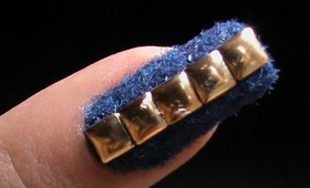 Velvet nails- How to do velvet nails with flocking powder and studs nail art design DIY at Home