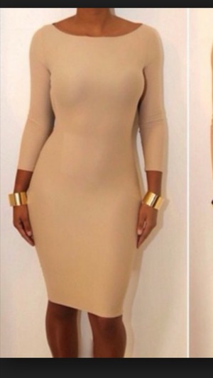 tan bodycon dress