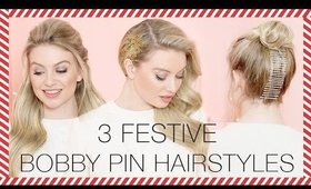 3 Festive Bobby Pin Hairstyles with Hair Extensions l Milk + Blush