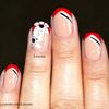 Elegant Red French Tip with Flowers